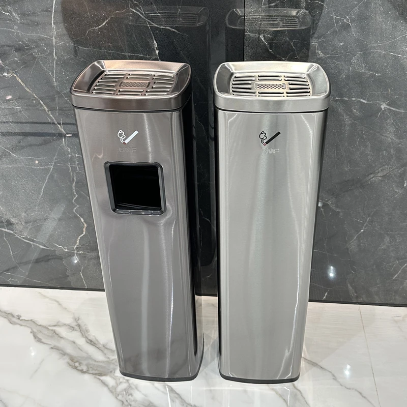 

Customized stainless steel soot column Smoking area Floor-to-ceiling cigarette butt column Cigarette butt trash can Cigarette ex
