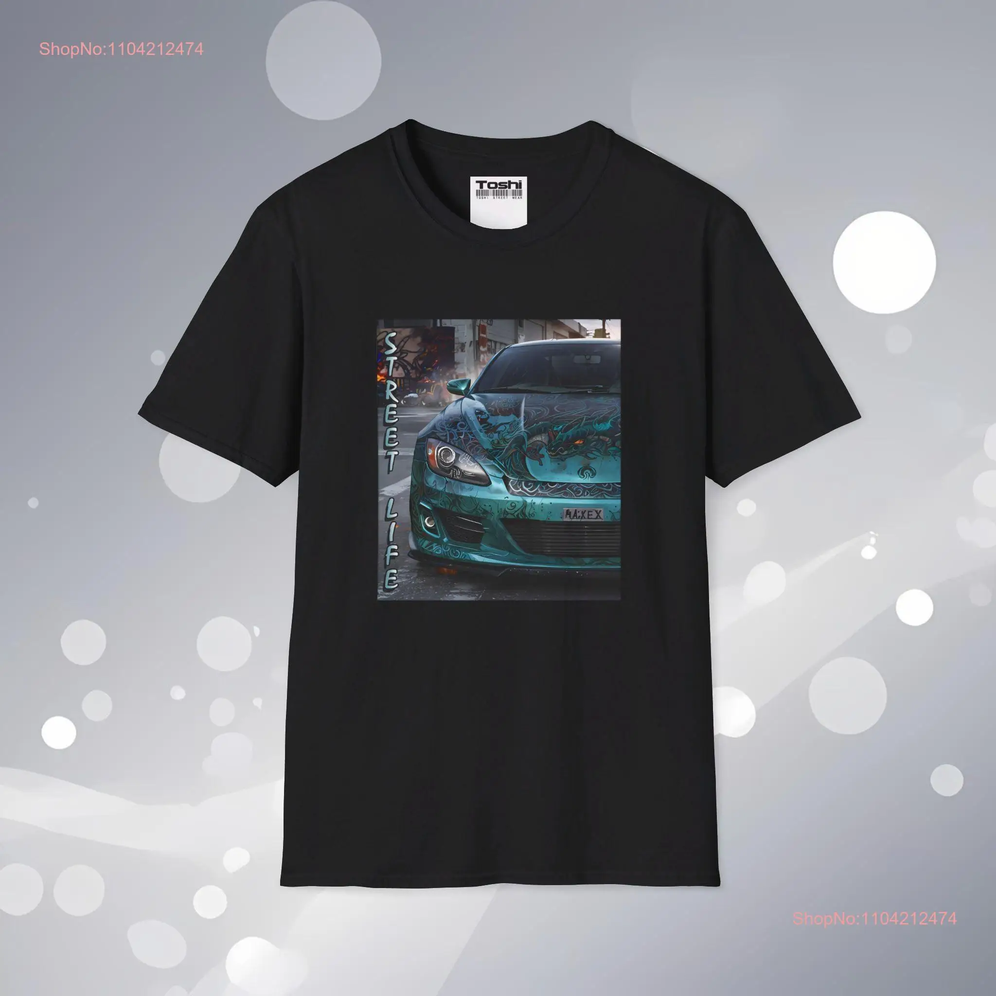 Cool Street Life Japanese Tuner T Shirt Adult with Race Car and Dragon Design JDM long or short sleeves