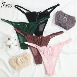 FNIO 2PCS Thin Sexy lace leaves Women's Sexy lingerie Thongs G-string Underwear Bow Panties Briefs Ladies T-back Seamless Pantie