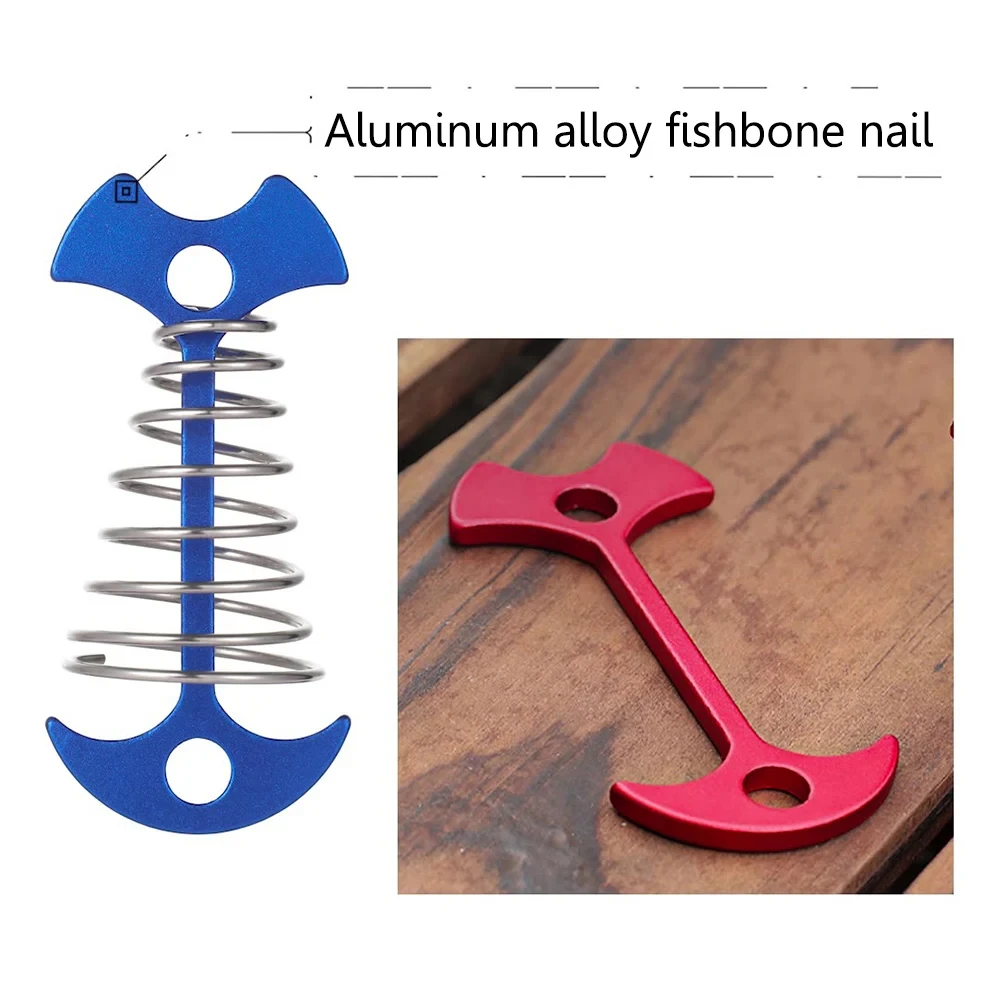 10–30 Stück Deck-Ankerheringe, Fischgräten-Zeltheringe mit Federschnalle, winddichte Aluminiumlegierung, Windseil-Anker, Camping-Zelt-Nagel – Detail 12