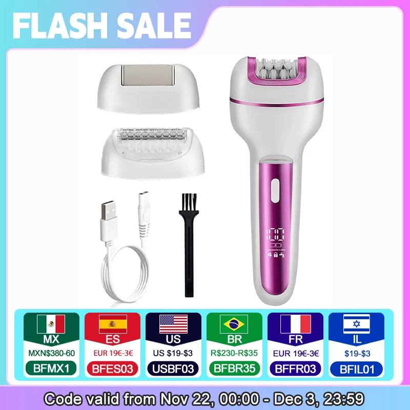 3in1 Rechargeable Women Epilator For Face Body Electric Shaver Female Hair Removal Bikini Trimmer Leg Lady Shaver Callus Remover