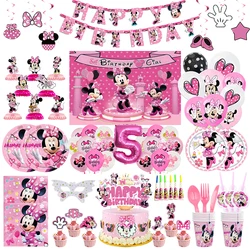 Disney Minnie Mouse Mickey Birthday Party Celebration Decoration Supplies Banner Balloons Plates Toy Gift for Children Girls