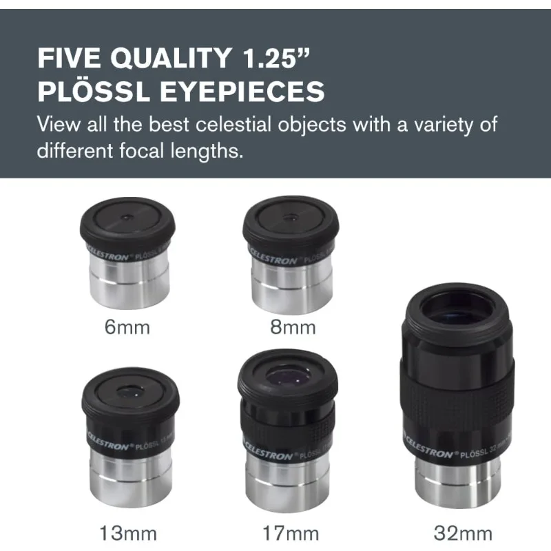 14 Piece Telescope Accessory Kit - Plossl Eyepieces, Barlow Lens, Colored Filters, Moon Filter, and Sturdy Carry Case