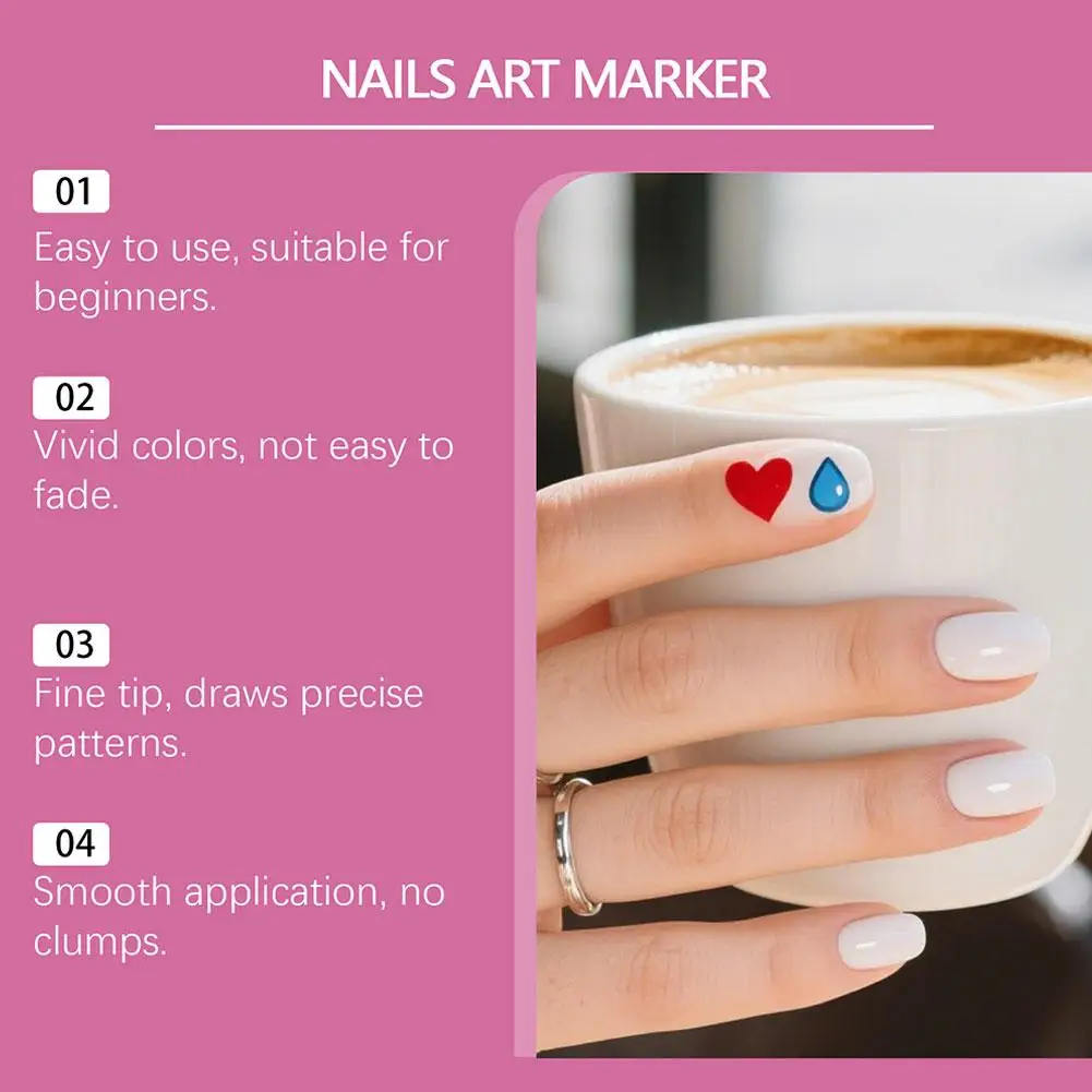 12개/세트 3D 네일 아트 드로잉 펜 방수 컬러풀 네일 아트 그래피티 펜 초보자용 DIY 네일 아트 도구