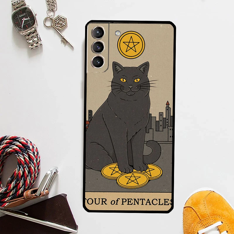 Cats Tarot Witchcraft Case For Samsung Galaxy S24 Ultra S23 S22 S21 S20 Plus Note 10 Note 20 S9 S10 S21 FE Cover