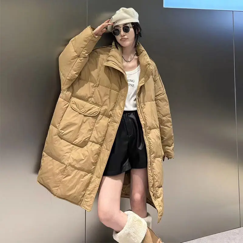 

Зимний новый женский пуховик для поездок на работу, свободный ветрозащитный пуховик большого размера