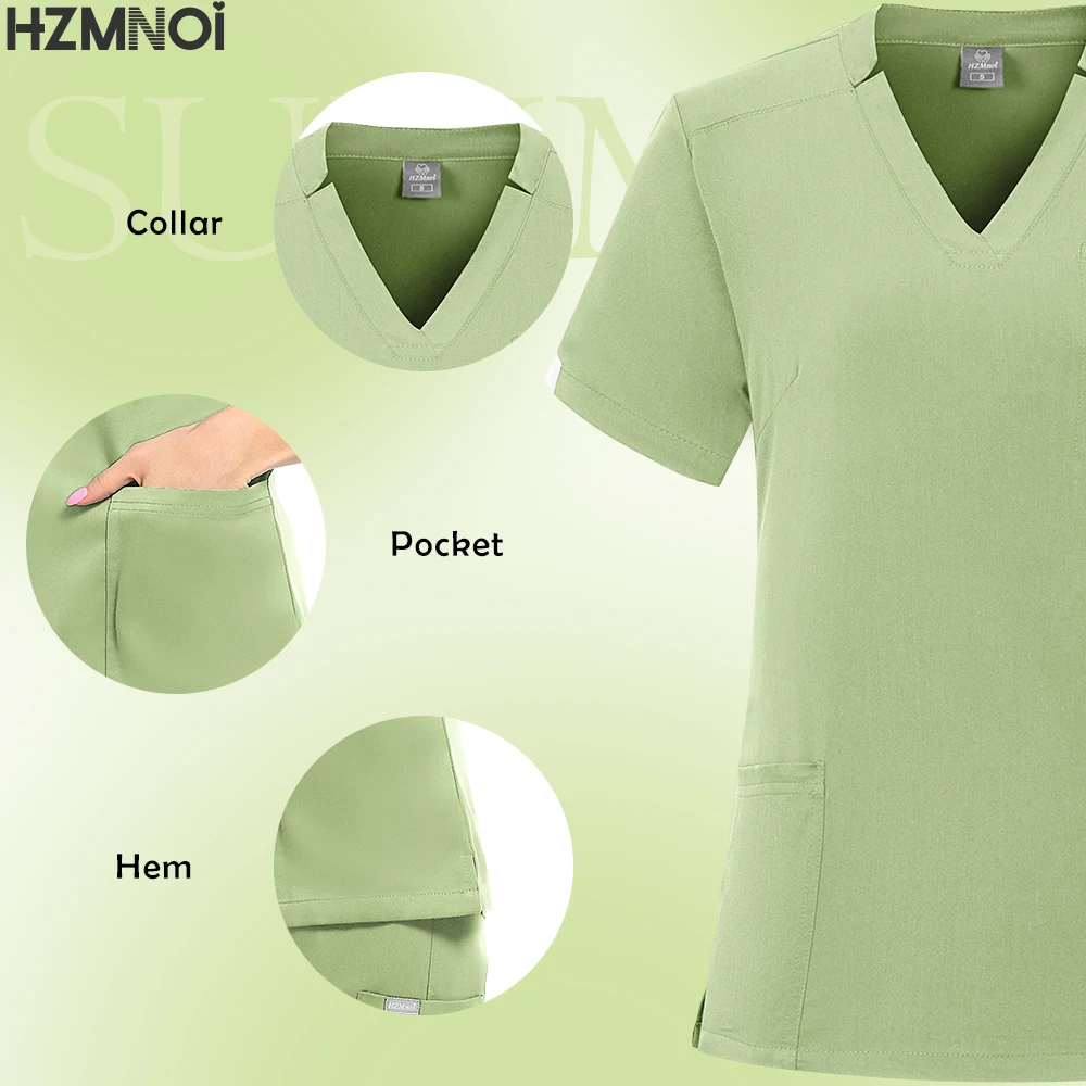 Multicolorido feminino pet shop médico esfrega cirurgia médica workwear conjunto esfrega uniforme manga curta topos + calças uniforme de enfermagem