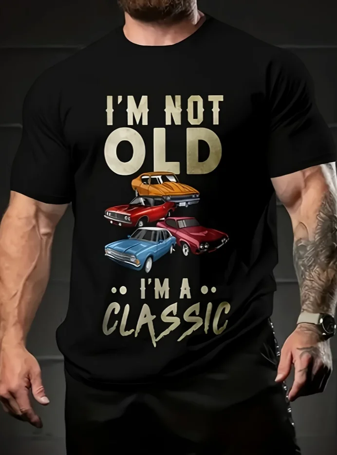 Men'S Trendy Casual And Fashionable Sports T-Shirt in Summer, with Various Colors Car Comfortable Short-Sleeved Round-Neck Top