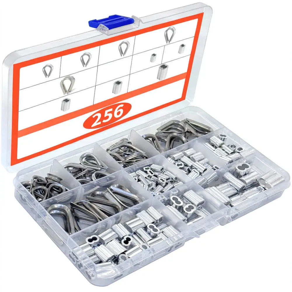 Stainless Steel Cable Thimbles And Aluminum Ferrules Kit Heavy Duty Rigging Hardware For Wire Rope Installation