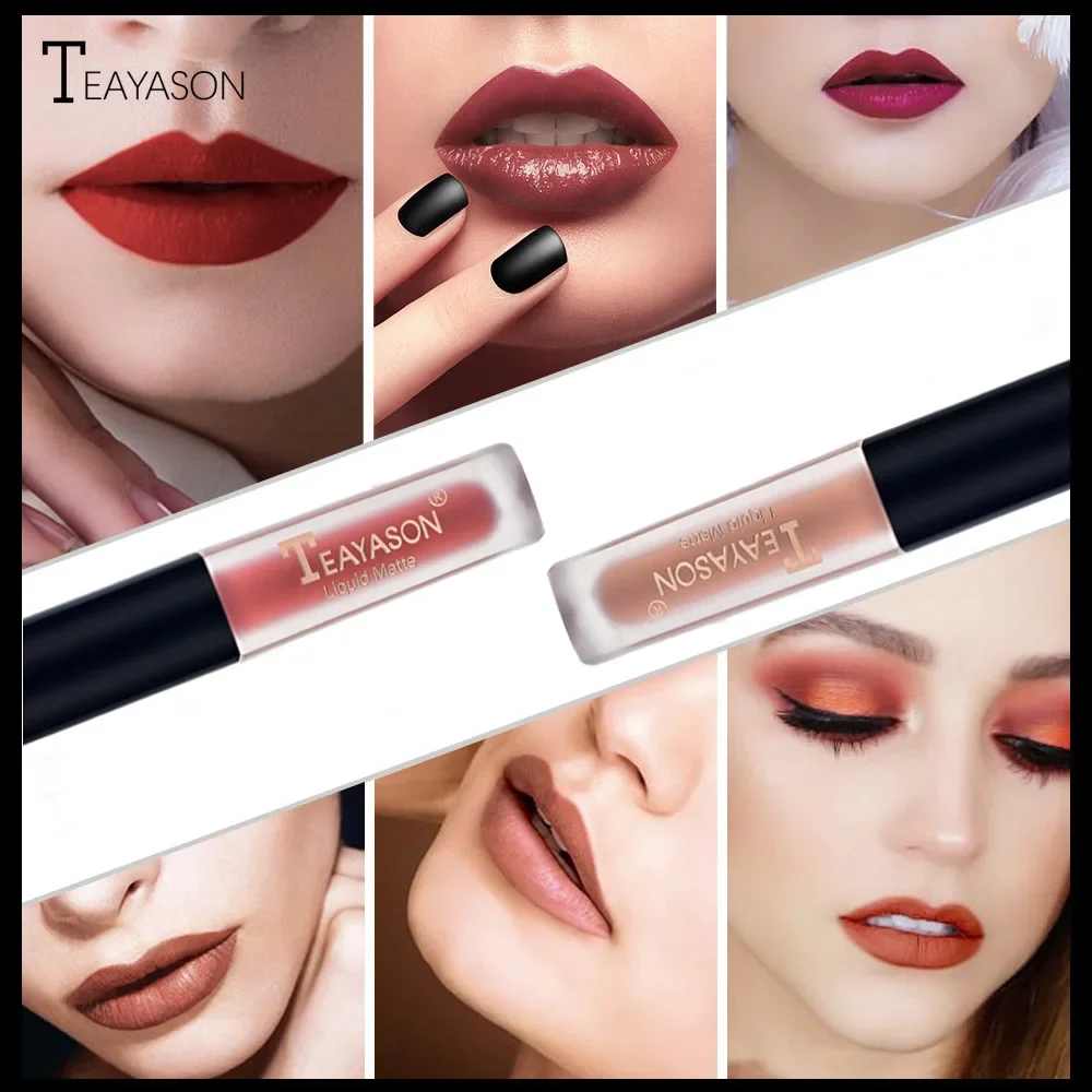 Heallor 12 Kleuren Matte Lippenstift Langdurige Waterdichte Kleurweergave Non-Stick Cup Lip Glazuur Lippen Liner Potlood Vrouw Cosmeti