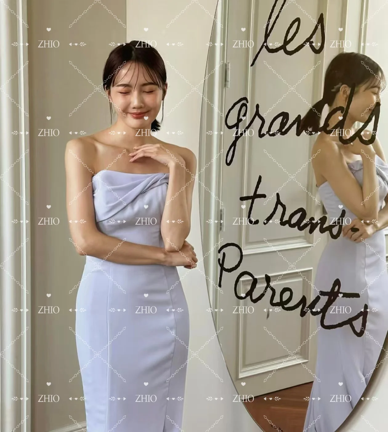 ZHIO كلاسيكي لافندر حورية البحر فستان الزفاف بدون حمالات سويب تراين كوريا صورة تبادل لاطلاق النار فستان استقبال الزفاف مخصص ستنسخ #2