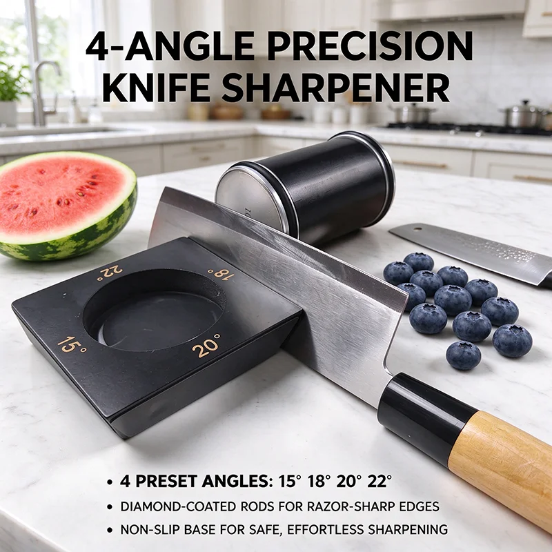 Rolling Knife Sharpener, Multi-Angle Knife Sharpening Tool Kit with 15/18/20/22 Degree Angles for Home Kitchen Knives