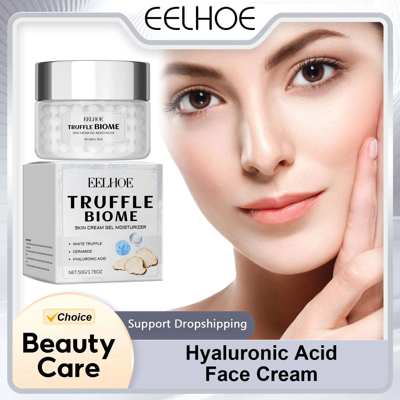 

EELHOE Hyaluronic Acid for Face Cream Moisturizing Nourishing Improve Dry Skin Tightening Ceramide Facial Care Essence Cream 50g