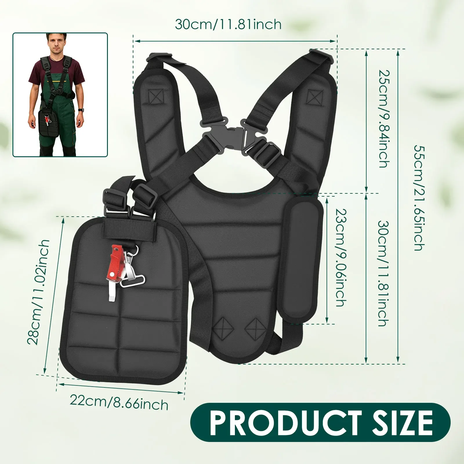 Double Shoulder Trimmer Strap Heavy Duty Harness Comfort Weight Relief for Stihl Weed Eater Eater Wacker String Trimmer Chainsaw