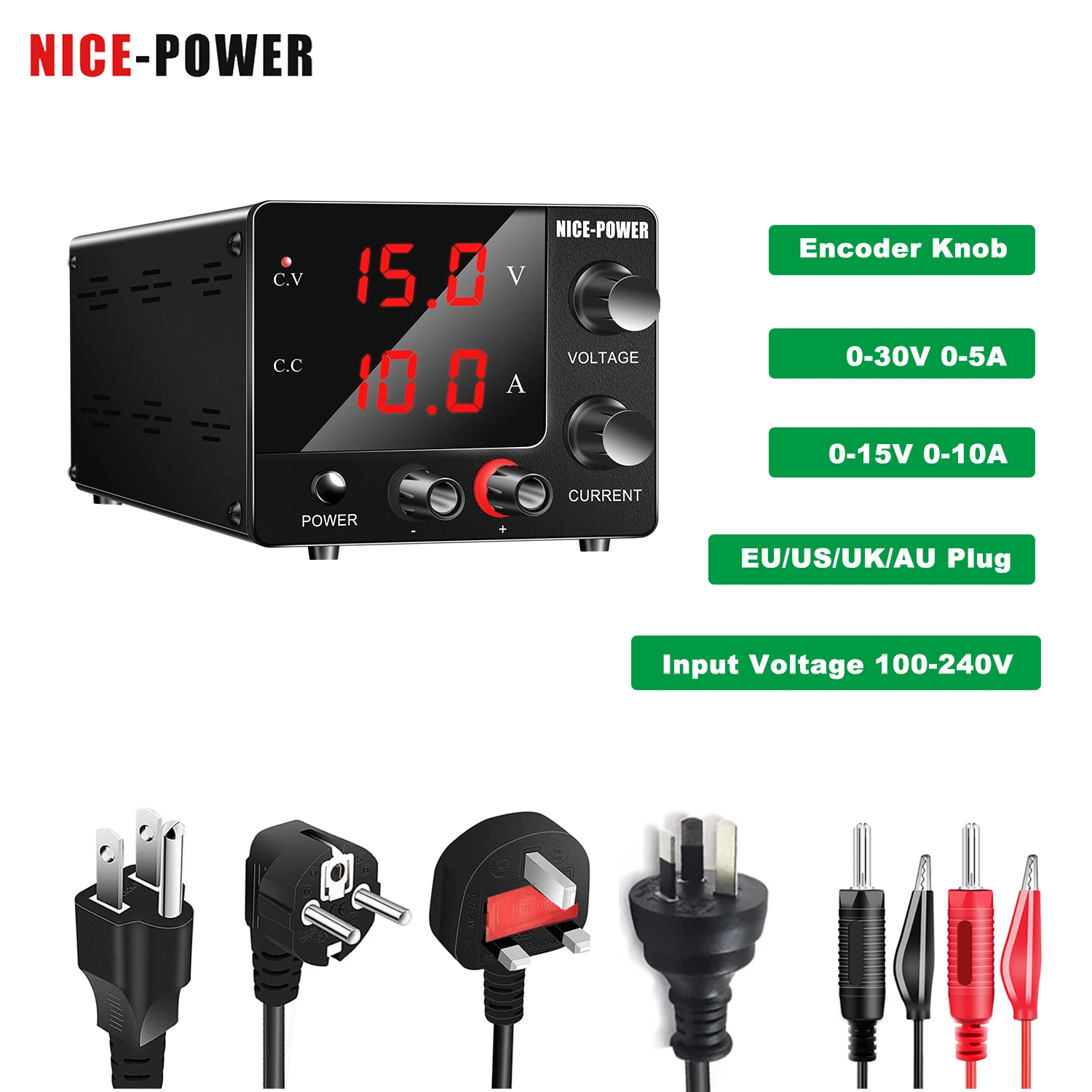 NICE-POWER Laboratory DC Power Supply Adjustable 30V 5A 10A For Phone Repair Charge the Battery Lab Bench Power Source 100V-240V