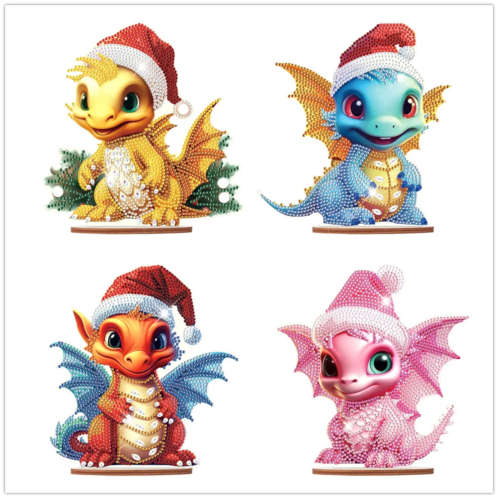 

Мультяшный огненный дракон, декоративная фигурка-динозавр с стразами, подарок, сувенир, алмазная вышивка, декоративная фигурка