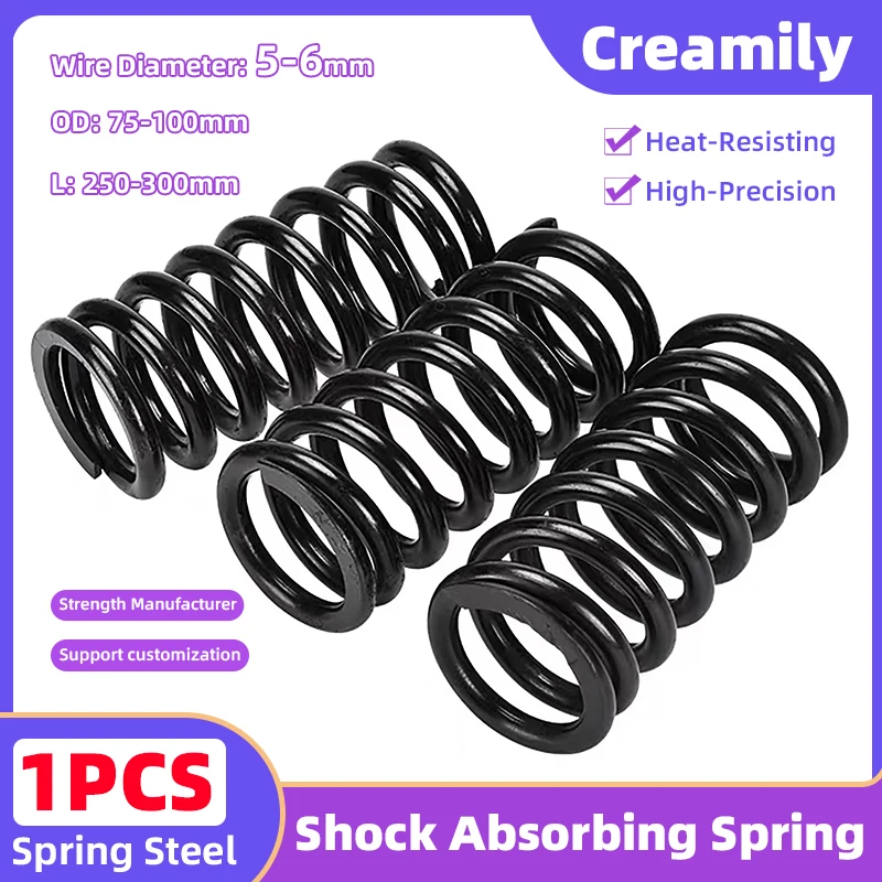 

Creamily 1PCS Compression Spring Heavy Duty Large Steel Pressure Springs Wire Diameter=5-6mm OD=75-100mm Length=250-300mm