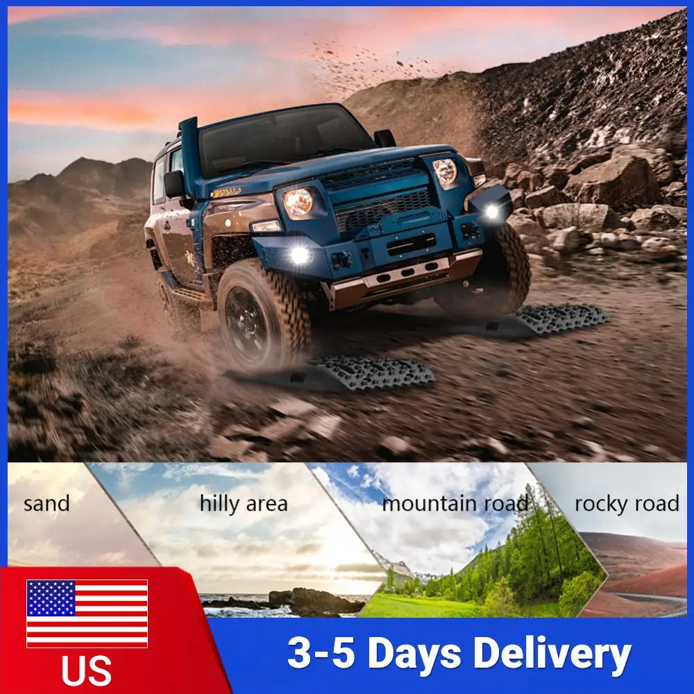 

2Pcs Emergency Traction Mat Anti-Skid Mud Traction Mat Mud Sand Traction Assistance for Snow Off-Road