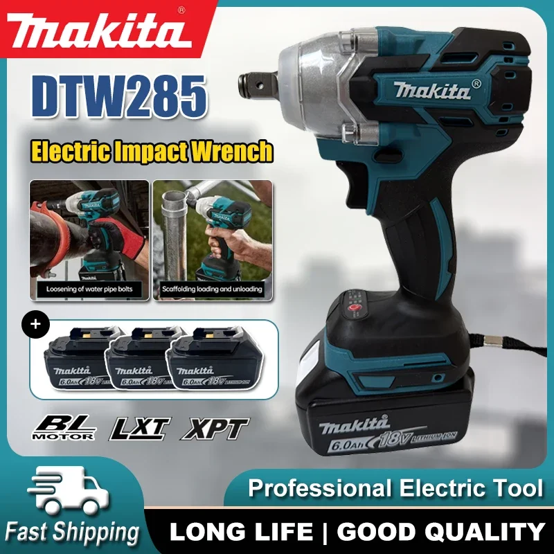 

Бесщеточный электрический шуруповерт Makita DTW285 18В, 280 Нм, с патроном 1/2 дюйма, аккумуляторный, совместим с батареями Makita 18В
