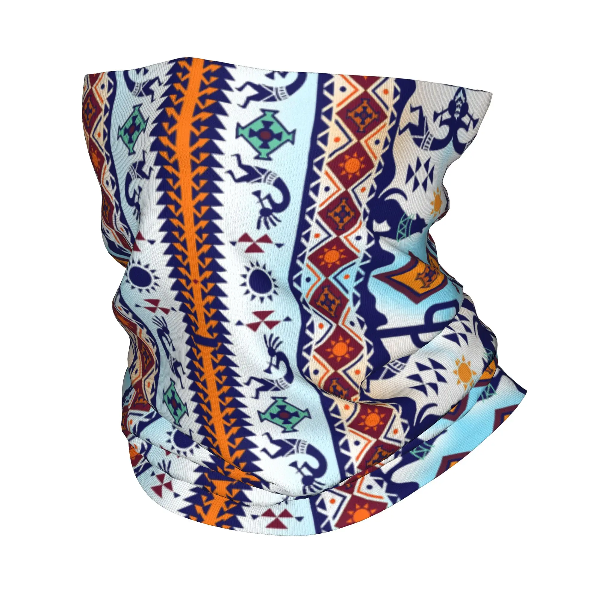 African Tribal Native American Kokopelli Bandana Winter Neck Warmer Women Windproof Wrap Face Scarf for Ski  Gaiter Headband