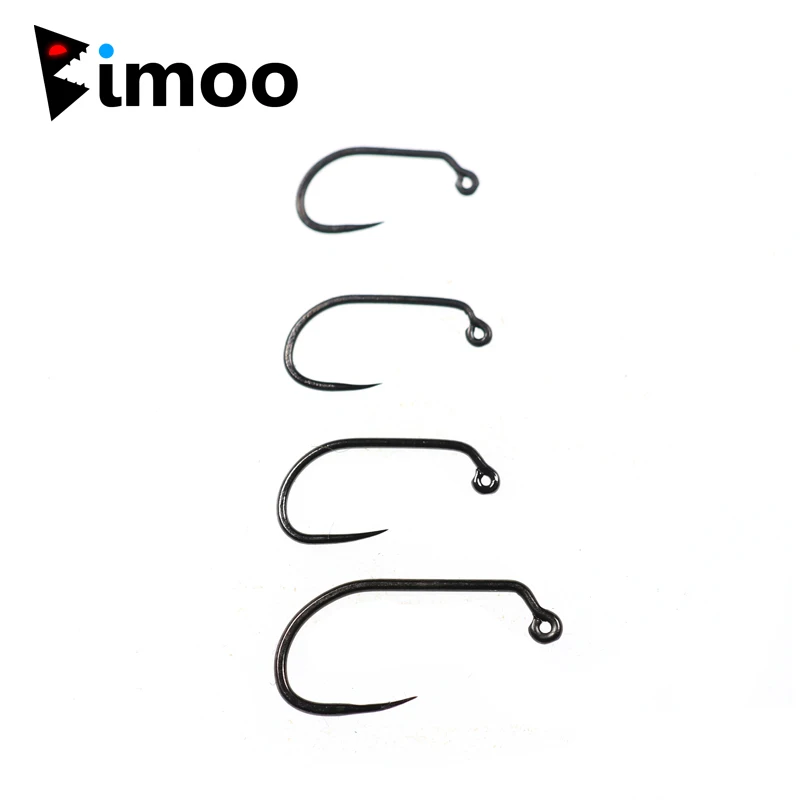 Bimoo 100PCS High Carbon Steel Barbless Jig Nymph Fly Tying Hook For Fast Sinking Wet Flies Nymphs Trout Fishing Lures Baits
