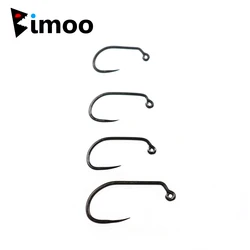 Bimoo 100PCS High Carbon Steel Barbless Jig Nymph Fly Tying Hook For Fast Sinking Wet Flies Nymphs Trout Fishing Lures Baits