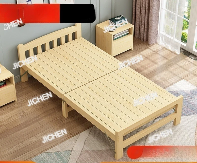 

Раскладная кровать из массива дерева, бытовая односпальная кровать, 1,2 м, детская двуспальная кровать, офис для сна для взрослых, простая