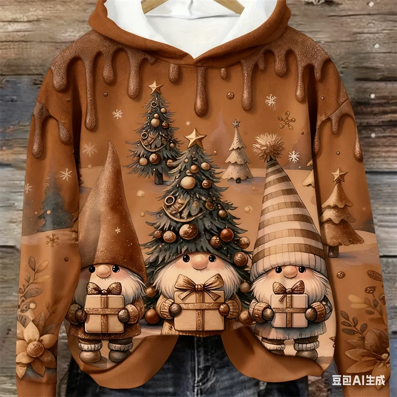 

Christmas Hoodies Santa Claus 3D Print Women Streetwear Autumn Winter Hooded Sweatshirts Long Sleeve Pullovers Female Clothing