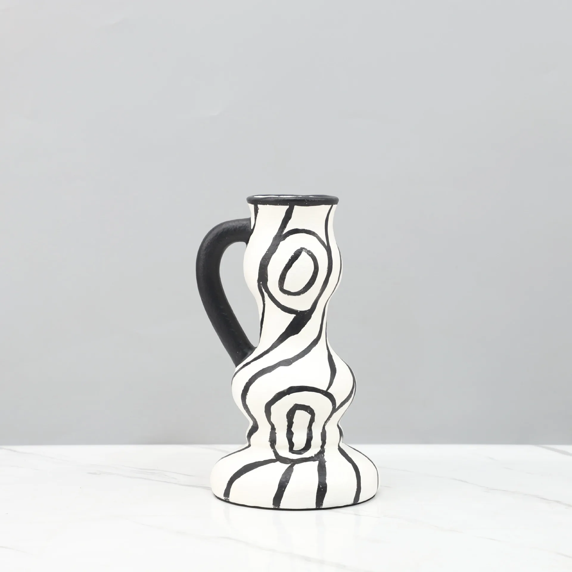 Creative geometric resin hand-painted striped vase flower ware living room desktop entrance decorative ornament crafts