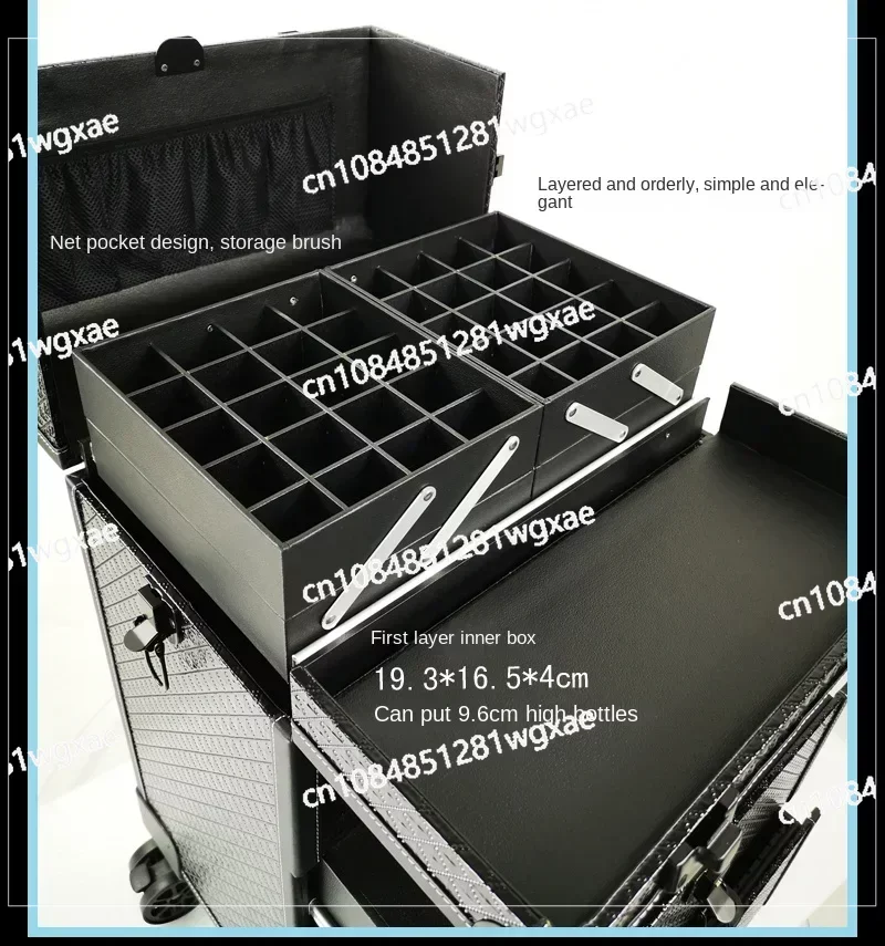 Multi Layered Professional Cart Makeup Box, Multifunctional Storage Toolbox for Eyelashes and Nails