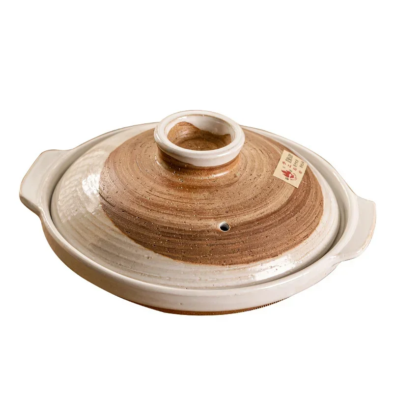 Japanese Clay Casserole Stew Pot Domestic Gas Casserole Soup Pot Fire Open Shallow Ceramic Rice Cooking Pan for Gas Stove