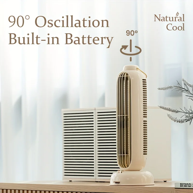 1pc,  Tower Fan High Wind Power Cooling Fan Desktop Vertical Bladeless  Fan Household Oscillating Head Fan Humidifier Air Freshe