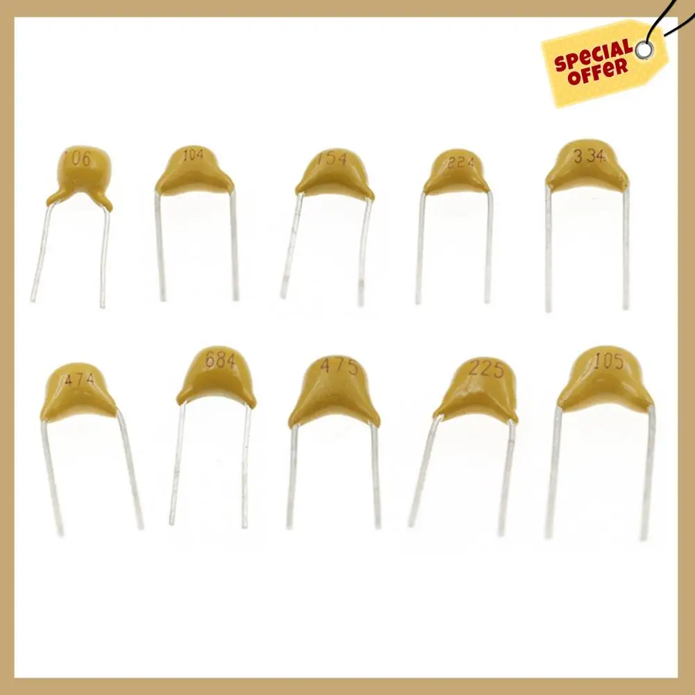 Rendimiento estable-500Pcs/Box 10Values X50pcs (0,1Uf - 10Uf) Kit surtido de condensadores monolíticos con caja de almacenamiento