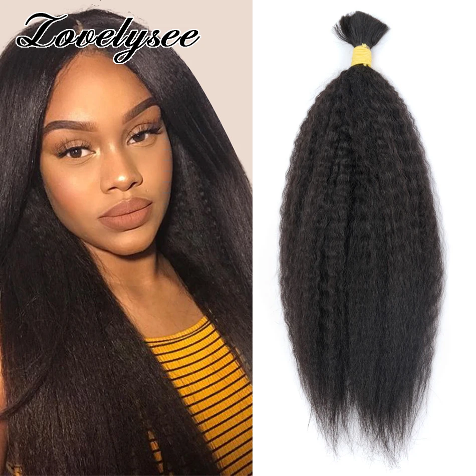 Kinky Straight Bulk Human Hair for Braiding No Weft Natural Color Real Human Hair Full End Bulk Human Hair Extensions for Woman