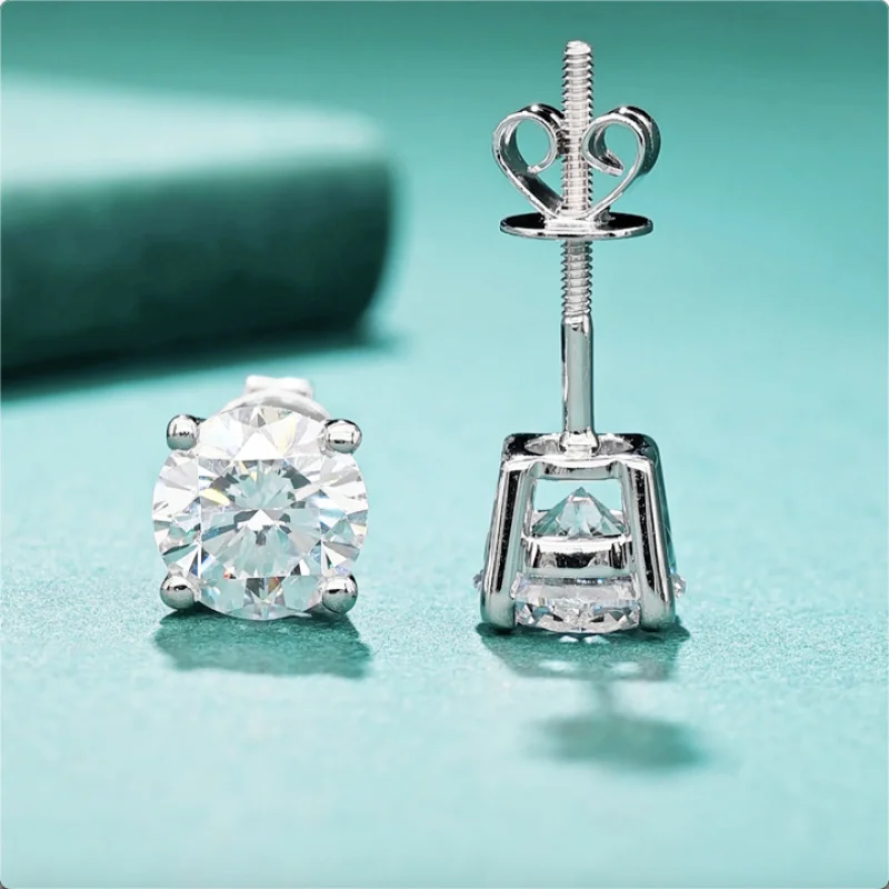 

18K、14K、9K Золотые четыре когтя 1 карат * 2 Женские подарочные ювелирные серьги-гвоздики с выращенными в лаборатории бриллиантами