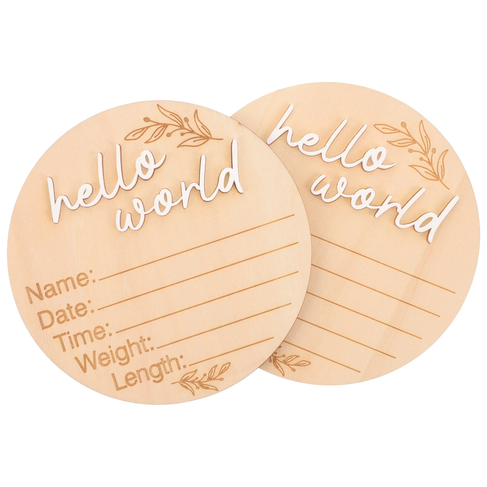 

2pcs Newborn Time Commemorative Sign Round Wood Baby Announcement Board 10cm Photo Prop Milestone Nursery Signs