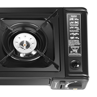Propane Camping Stove, Dual Burners, 550W Power, Grill Tray Included, Compact Design for Outdoor Cooking, Easy Setup and