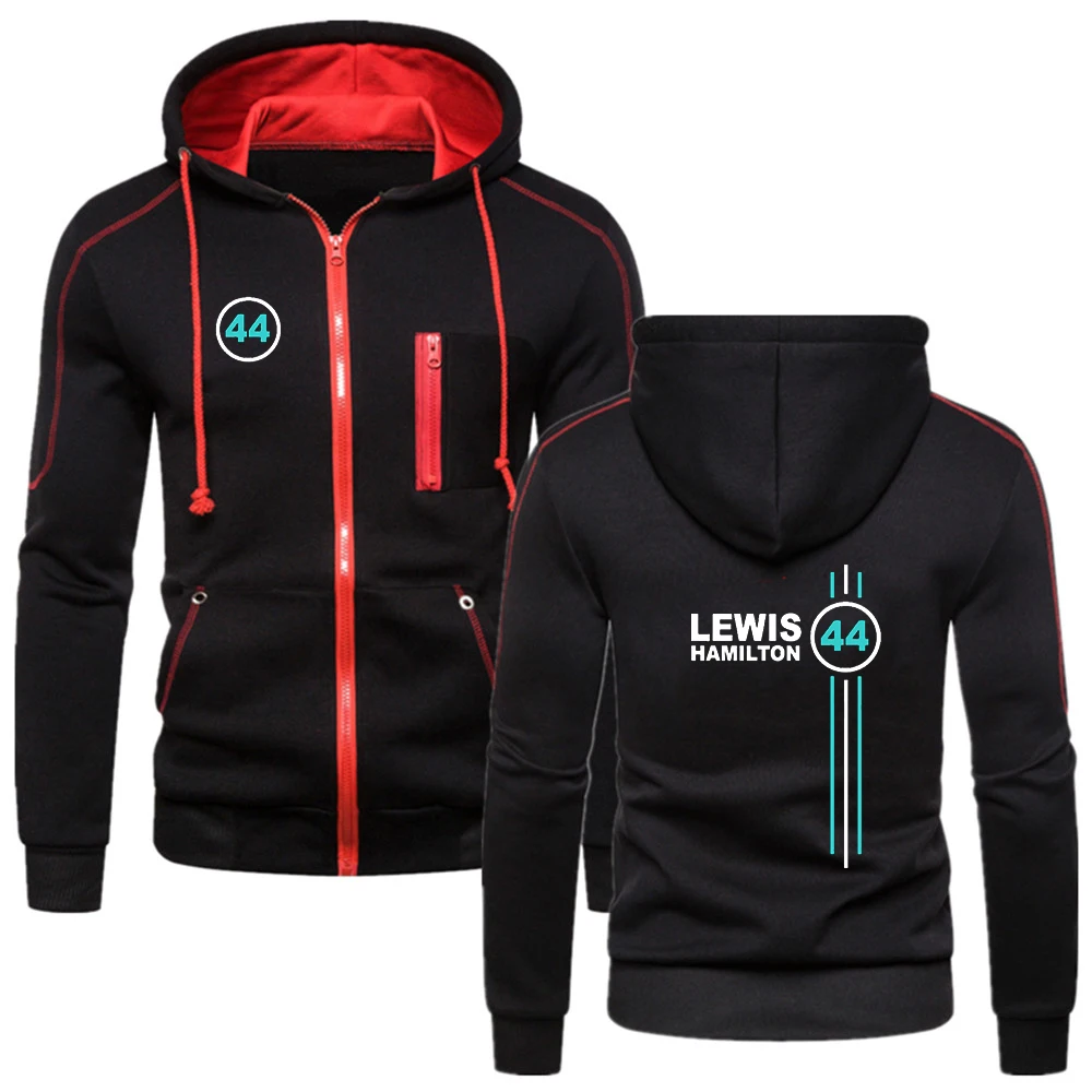 

F1 driver Lewis Hamilton digital 44 Printed Men's New Comfortable Cotton Zip Hoodie Fitness Sweatshirt Solid Color Fleece Jacket