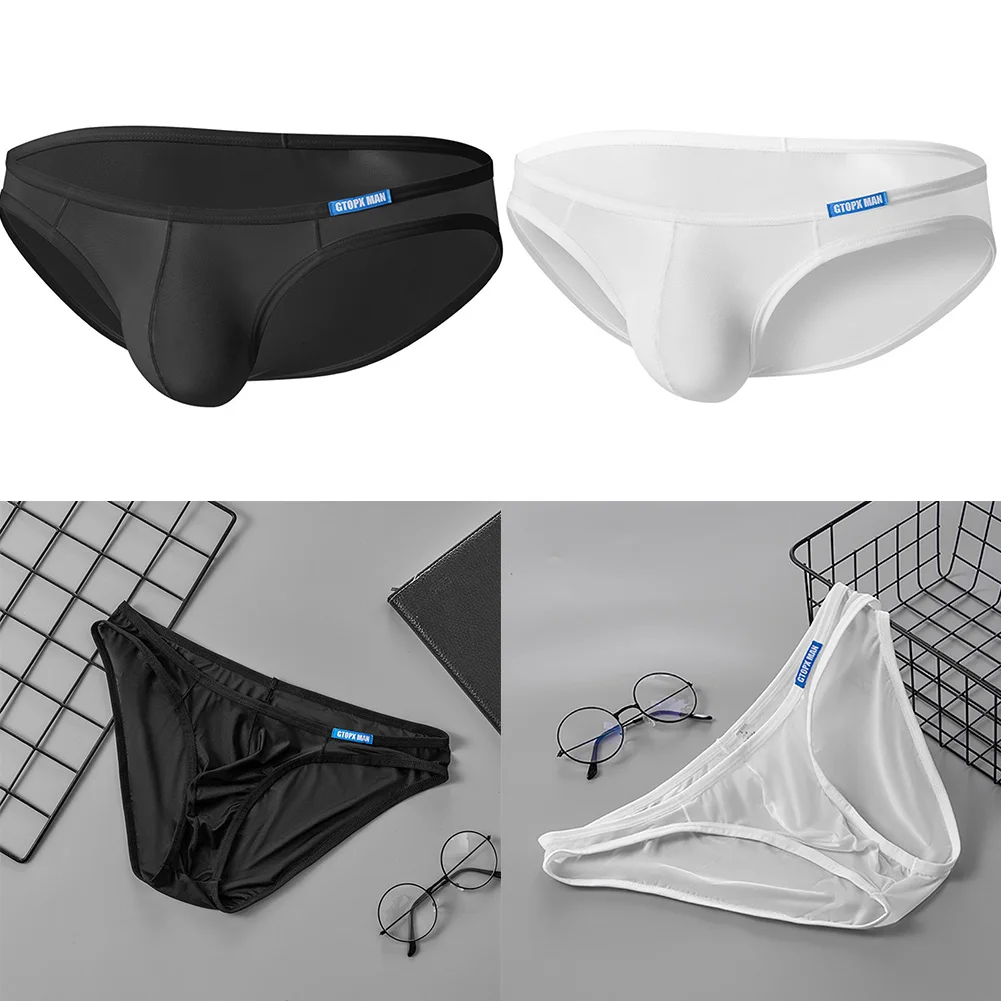

Hot Sale Men Intimate Underwear Briefs Ice Silk Soft Elastic Thin Panties Low Waist Comfortable Jockstrap Pouch