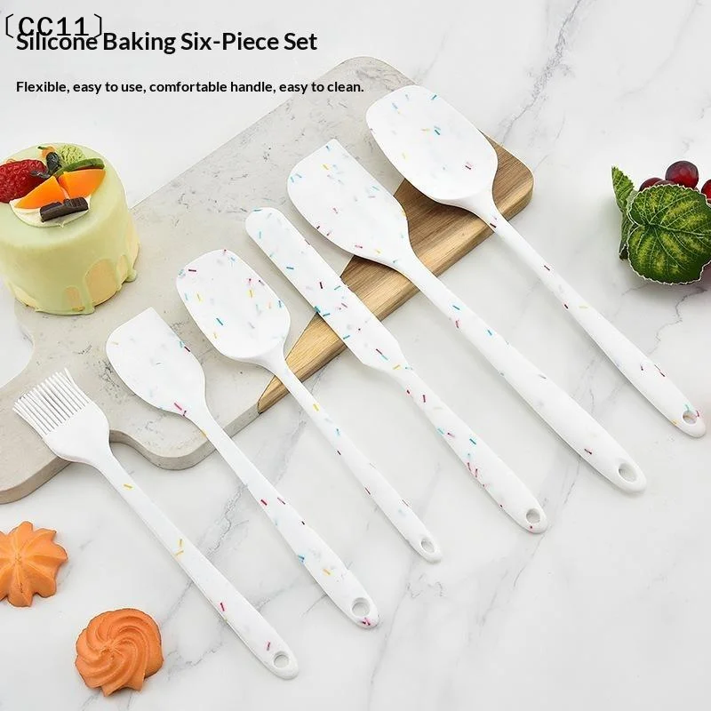 6Pcs Silicone Spatula Set Food Grade Heat Resistant Non Stick For Baking Cooking Mixing Scraping Non Scratch  Utensils​〔CC11〕