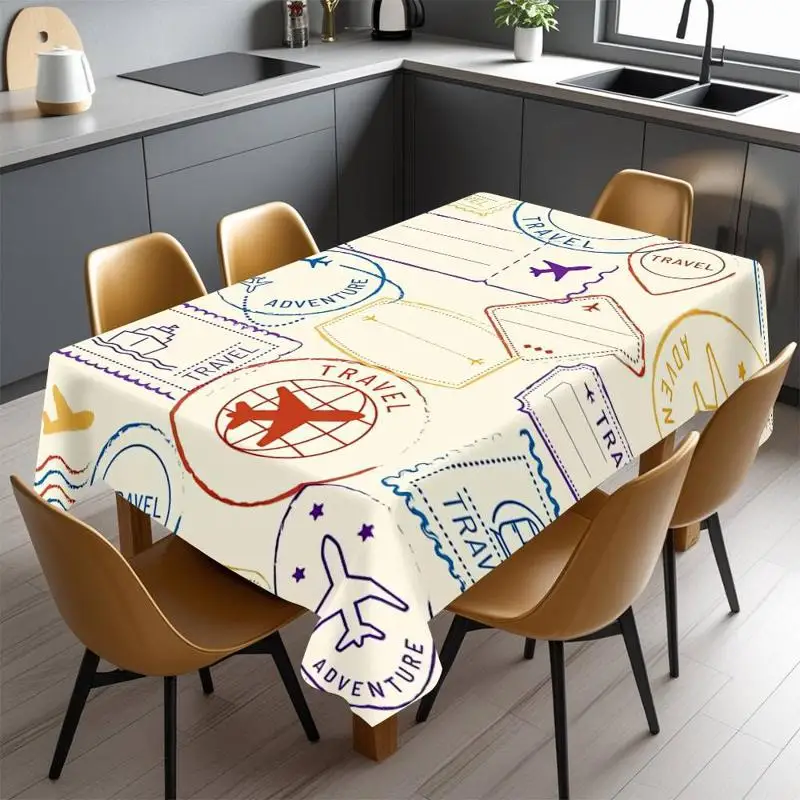 One vintage travel-themed tablecloth with a flight ticket pattern design, suitable for parties - easy to cleanzyc