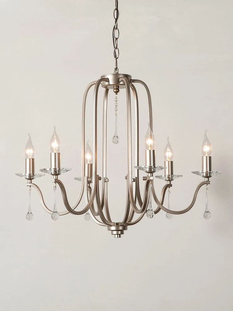 

Living Room Villa Duplex Building French Light Luxury American Iron Art Creative Crystal Homestay Restaurant Lighting