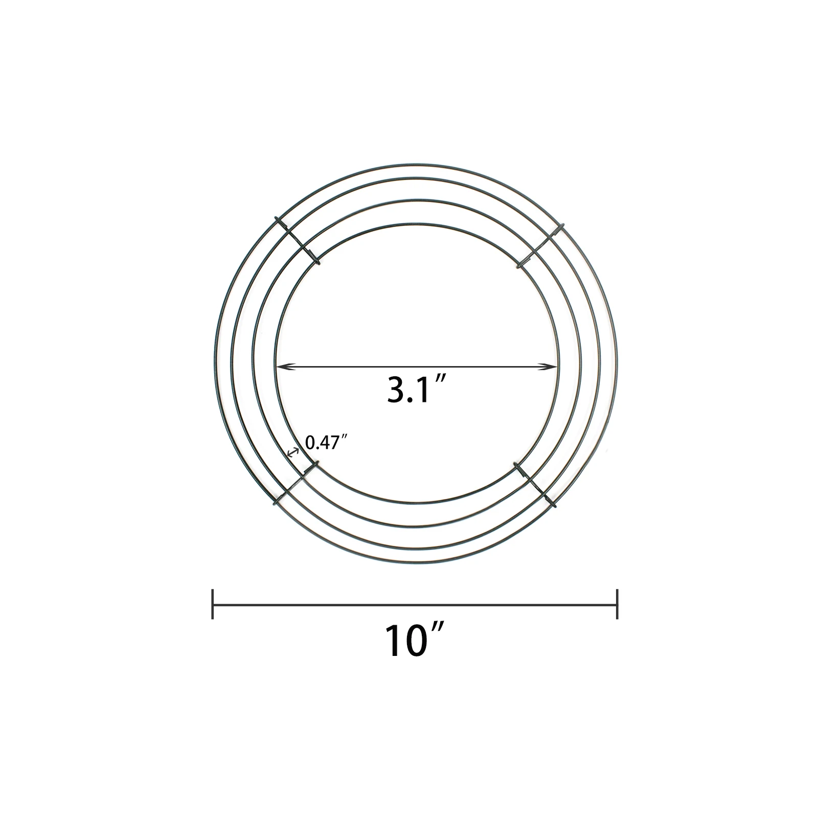 25cm Wire  Metal Wreath Frame for Holloween Christma New Year front door Decors Crafts DIY，2 Pack, 5 Pack different size choice