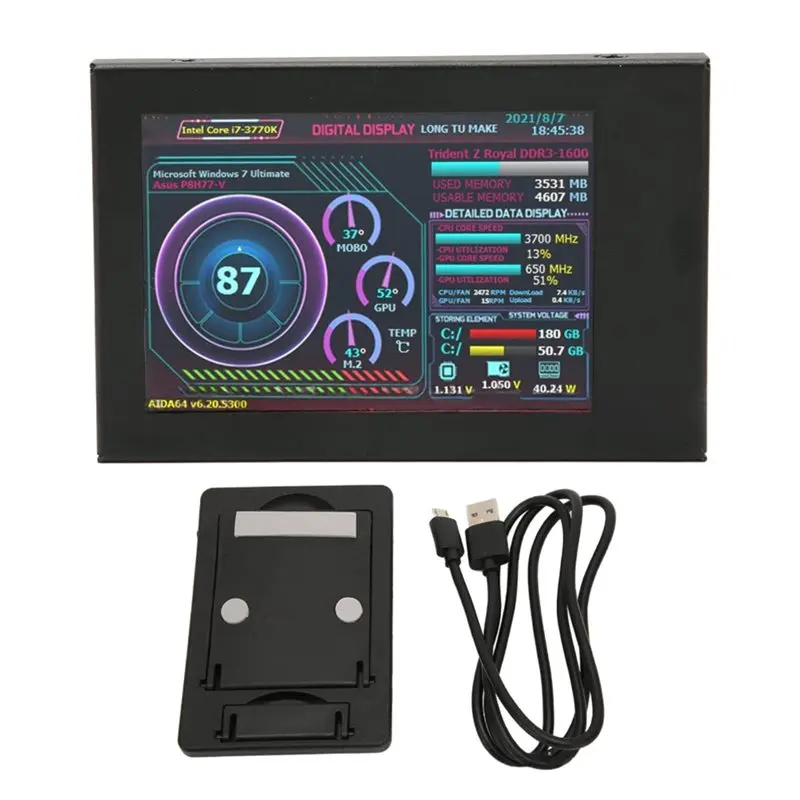 

【Price Drop !!】3.5 Inch IPS Display Mini Monitor 360° Rotation Horizontal/Vertical View Ideal For AIDA64 & Computer Cases