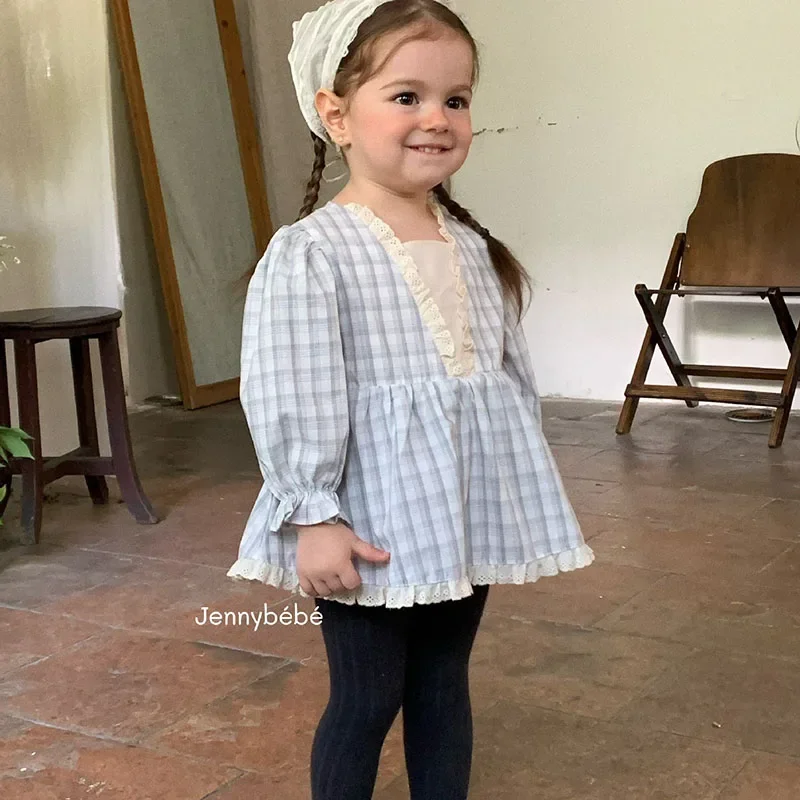 

2025 New Autumn Toddler Baby Girl Romper Long Sleeved Cotton Grid Splicing Infant Baby Girls Jumpsuit 0-24M Children Clothes
