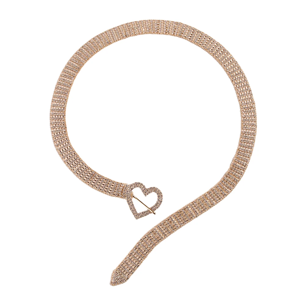 

Women Rhinestone Wide Waist Belt Style Heart Adjustable Fashion Waistbelt for Jeans Dresses Parties Women Rhinestone Belt