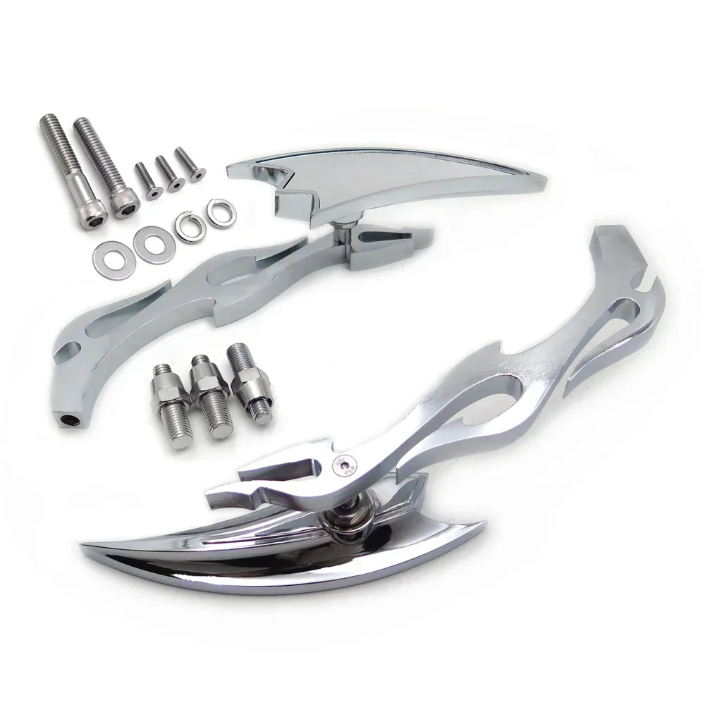 

For Harley Davidson Softail Fat Boy Sportster CHROME Aftermarekt Motorcycle Parts Alloy Arrow Custom Mirrors Adjustable Angle