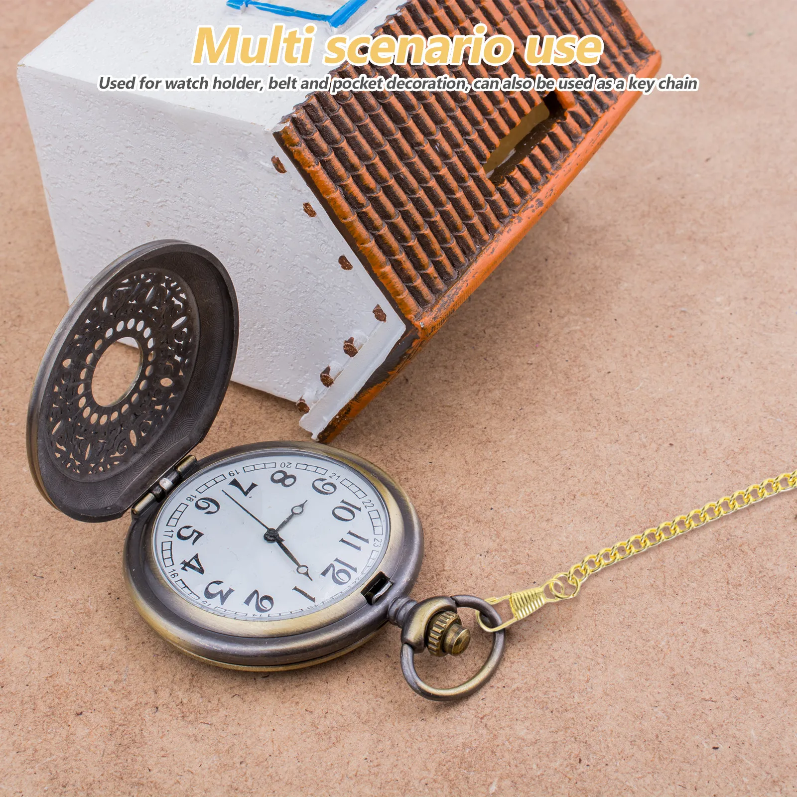 

65Cm Fine Workmanship Metal Pocket Watch Chain Vintage T-Bar Buckle Watch Holder Belt Clip Keychain for Men Women Retro Glossy