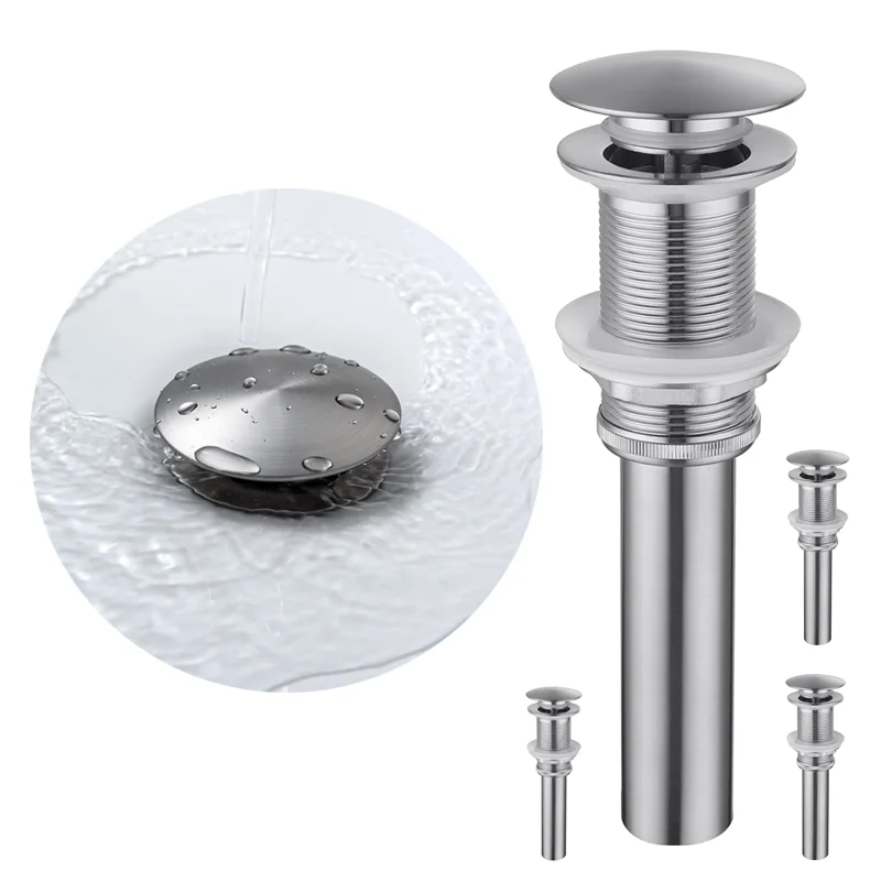 Sink Pop Up Drain Stopper Bathroo- Brass Drain Valve with Bounce Filter - Black Chrome Washbasin Waste Plug - Bath Fixture Set