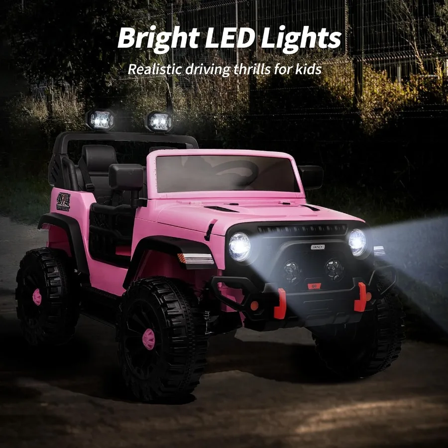 2人乗り電動乗用玩具車、24V 4WD電動乗用トラック、リモコン付き、4x200Wモーター搭載 - ライトピンク